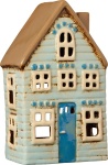 DOMEK CERAMICZNY NA TEALIGHT Visby Blue Niebieskie Drzwi Ib Laursen