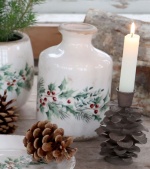 PROWANSALSKA CERAMICZNA BUTELKA Wazon Ostrokrzew Chic Antique