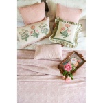 PODUSZKA Z APLIKACJAMI SIGNORINA Green Flower Pink Blanc MariClo'