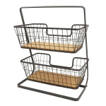 PODWÓJNY KOSZ METALOWO DREWNIANY Factory Loft Antic Line