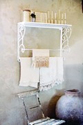 PÓŁKA RUSTYKALNA Z WIESZAKIEM Rustic White Jeanne d'Arc