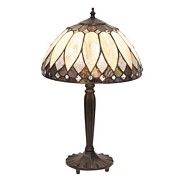 LAMPA NA BIURKO Tiffany Beige Brown 2 Clayre & Eef