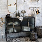 Komoda Industrialna Chic Antique z Falowanym Szkłem