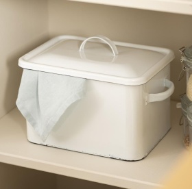 PROWANSALSKI CHLEBAK EMALIOWANY Bread Box White Rustic Styl Ib Laursen