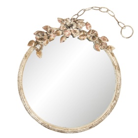 PROWANSALSKIE LUSTRO OKRĄGŁE Brocante Beige Gold Clayre & Eef
