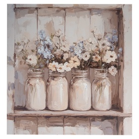 DEKORACYJNY OBRAZ VINTAGE Botanic Kwiaty na Płótnie Clayre & Eef