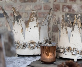 DEKORACYJNA TACA KORONA NA ŚWIECE Brocante White 2SZT Clayre & Eef