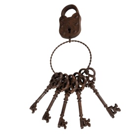 DEKORACJA KLUCZE Z KŁÓDKĄ Industrial Brown Vintage Clayre & Eef