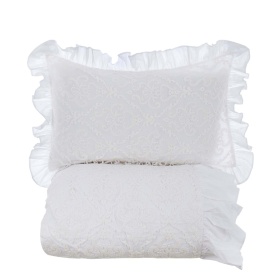 PROWANSALSKI KOMPLET POŚCIELI DENTELLE Flowers White Blanc MariClo'