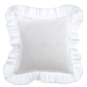 PODUSZKA HAFTOWANA Z FABANĄ DENTELLE White Roses Blanc MariClo'
