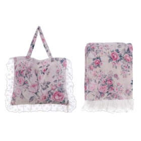 PROWANSALSKI PLED Z TORBĄ Romantic Roses Blanc MariClo'