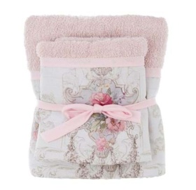 ZESTAW RĘCZNIKÓW ANTIQUE COCO 2 SZT. Różowy Rustic Styl Blanc MariClo'