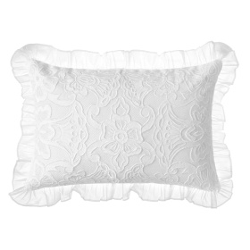 PROWANSALSKA PODUSZKA Z FALBANĄ I HAFTEM LACE COUTURE A Blanc MariClo'
