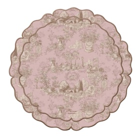 PODKŁADKI WINYLOWE 4 SZT. TOILE DU BORGO ROSA Pink Blanc MariClo'