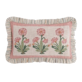 PODUSZKA Z APLIKACJAMI SIGNORINA Green Flower Pink 1 Blanc MariClo'
