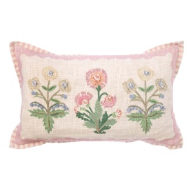 PODUSZKA Z APLIKACJAMI SIGNORINA Blue Flower Pink 1 Blanc MariClo'