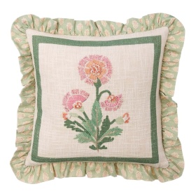 PODUSZKA Z APLIKACJAMI SIGNORINA Green Flower Pink Blanc MariClo'