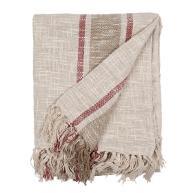 PROWANSALSKI PLED Z FRĘDZLAMI Rustic Style Beige Brown Clayre & Eef