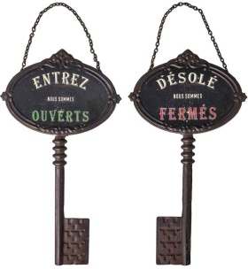 DEKORACYJNA TABLICZKA DWUSTRONNA Z MOTYWEM KLUCZA Antic Line