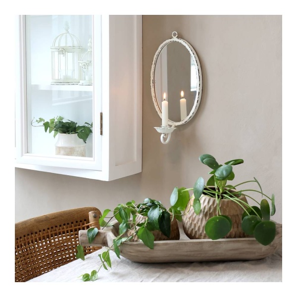 PROWANSALSKI Świecznik Ścienny Kinkiet z Lusterkiem Chic Antique