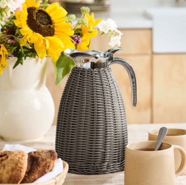 TERMOS SZARY Z Osłonką Polirattanową 1,5L Grey Styl Boho Ib Laursen