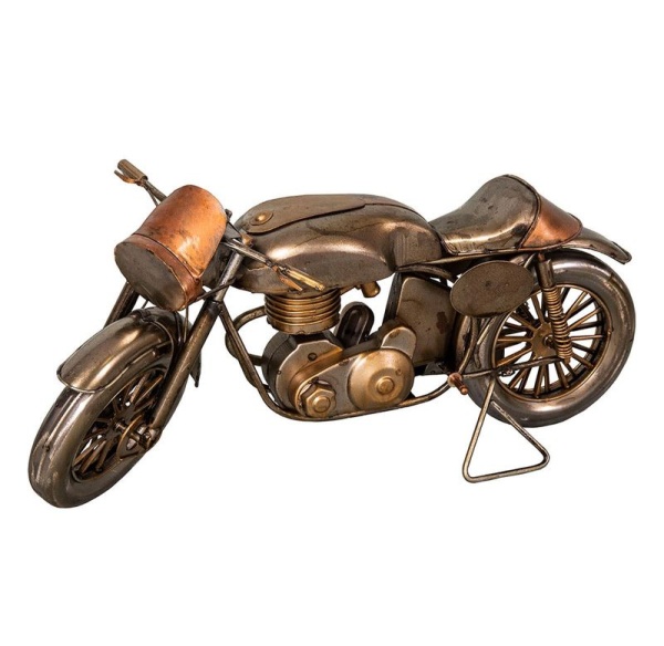 REPLIKA MOTOCYKLA MODEL W KOLORZE STALOWYM Vintage Old 1 Antic Line