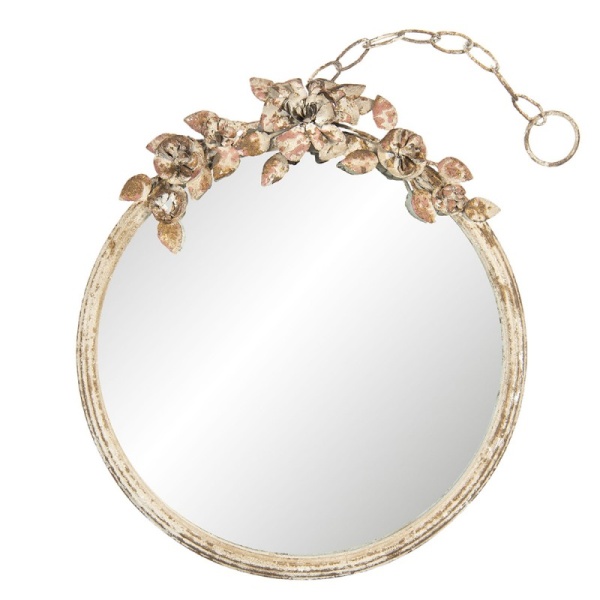 PROWANSALSKIE LUSTRO OKRĄGŁE Brocante Beige Gold Clayre & Eef