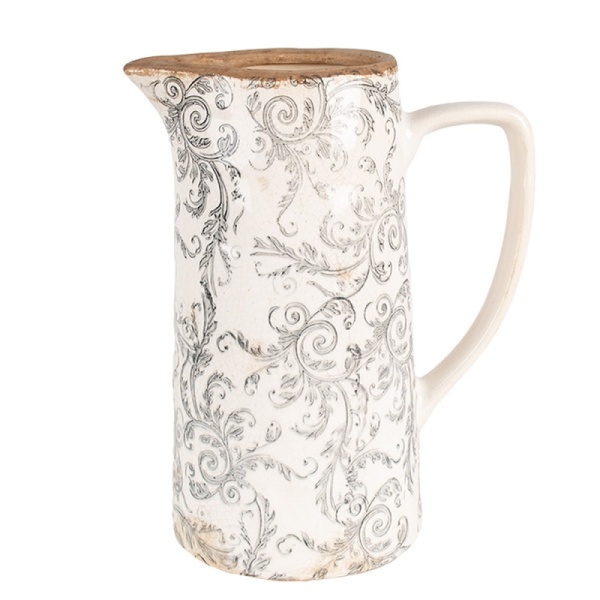 PROWANSALSKI DZBANEK CERAMICZNY Beige Flowers Grey Clayre & Eef