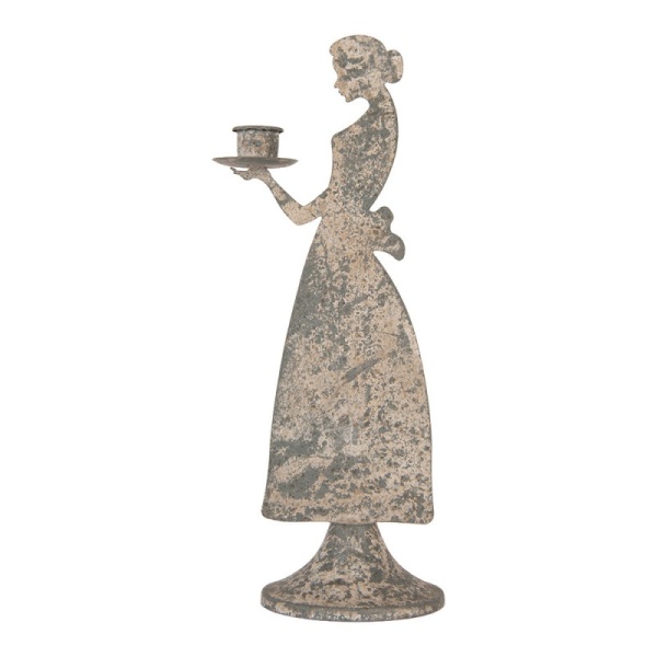 FRANCUSKI ŚWIECZNIK METALOWY KOBIETA Grey Brocante Styl Clayre & Eef