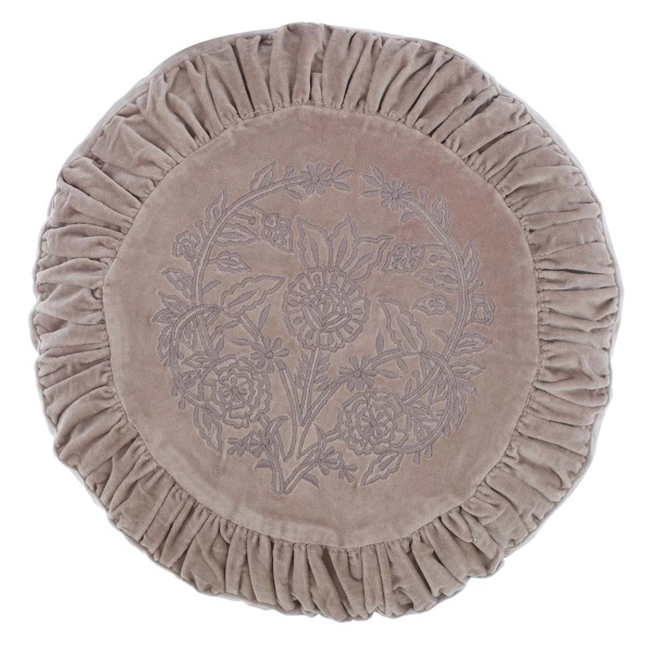PODUSZKA OKRĄGŁA HAFTOWANA DENTELLE Beige Blanc MariClo'