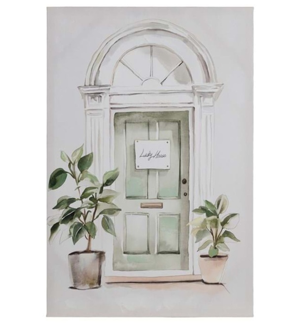 DUŻY OBRAZ Z ROŚLINAMI I MOTYWEM DRZWI RACCONTI XXL B Blanc MariClo'