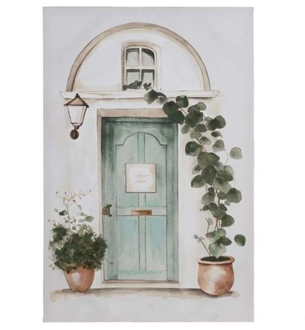 DUŻY OBRAZ Z ROŚLINAMI I MOTYWEM DRZWI RACCONTI XXL A Blanc MariClo'