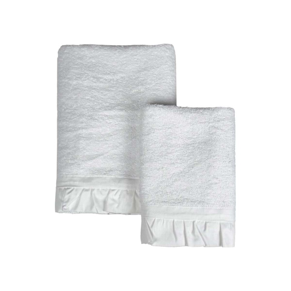 PROWANSALSKI ZESTAW RĘCZNIKÓW Z FALBANĄ Sogno BIANCO Biały 2 szt Blanc MariClo'