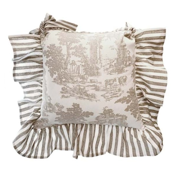 PROWANSALSKA POSZEWKA NA KRZESŁO TOILE DE JOUY Rustic Styl B Blanc MariClo'