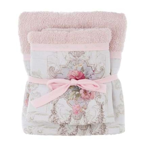 ZESTAW RĘCZNIKÓW ANTIQUE COCO 2 SZT. Różowy Rustic Styl Blanc MariClo'