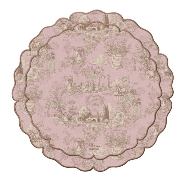 PODKŁADKI WINYLOWE 4 SZT. TOILE DU BORGO ROSA Pink Blanc MariClo'