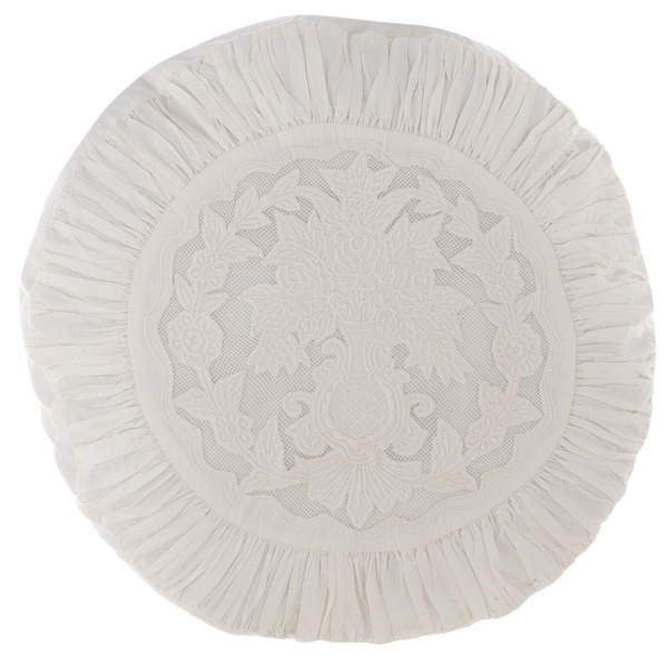 PROWANSALSKA OKRĄGŁA PODUSZKA Z HAFTEM SOFFIO COLLECTION 1 Blanc MariClo'