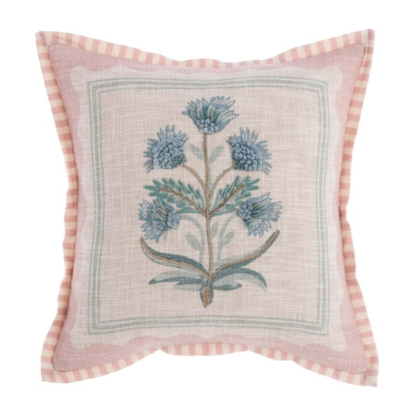 PODUSZKA Z APLIKACJAMI SIGNORINA Blue Flower Pink Blanc MariClo'