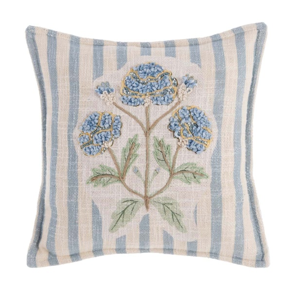 MAŁA PODUSZKA Z APLIKACJAMI SIGNORINA Blue Flower Blanc MariClo'