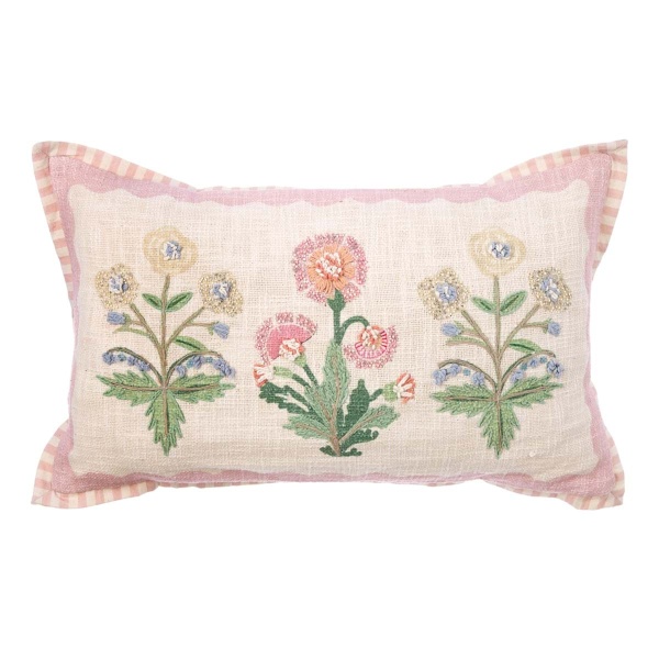 PODUSZKA Z APLIKACJAMI SIGNORINA Blue Flower Pink 1 Blanc MariClo'