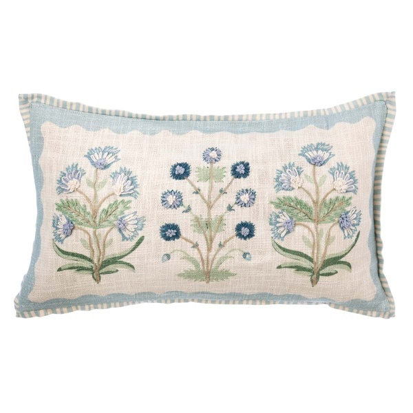 PODUSZKA Z APLIKACJAMI SIGNORINA Blue Flower 3 Blanc MariClo'