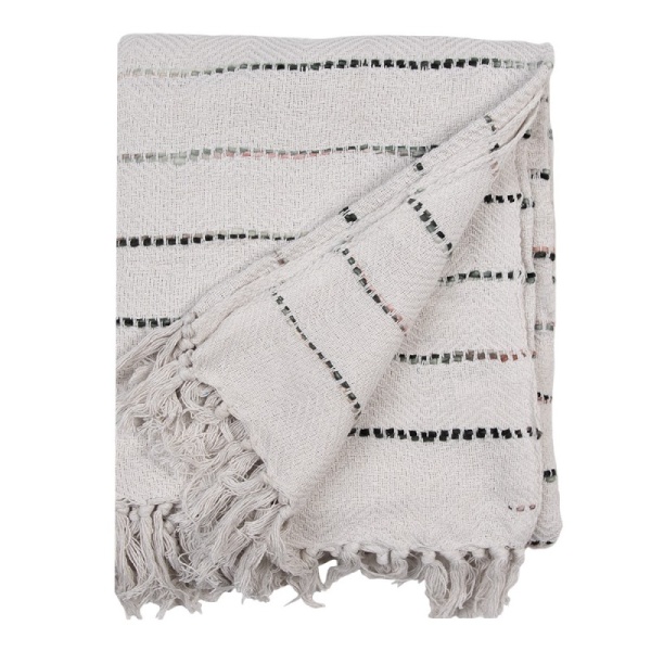 PROWANSALSKI PLED Z FRĘDZLAMI Rustic Style Wzór Pasy Clayre & Eef