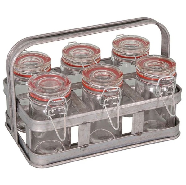 PROWANSALSKI KOSZYK Z 6 SŁOIKAMI NA PRZYPRAWY Rustic Styl Antic Line