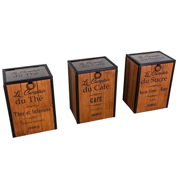 PROWANSALSKI ZESTAW 3 POJEMNIKÓW NA Kawę/Cukier/Herbatę Antic Line