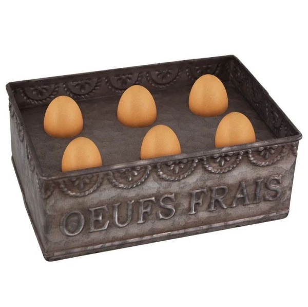 DEKORACYJNY POJEMNIK METALOWY NA JAJKA Rustic Styl Antic Line