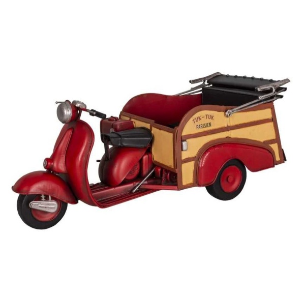 REPLIKA SKUTERA MODEL W KOLORZE CZERWONYM Taxi Vintage Old Antic Line