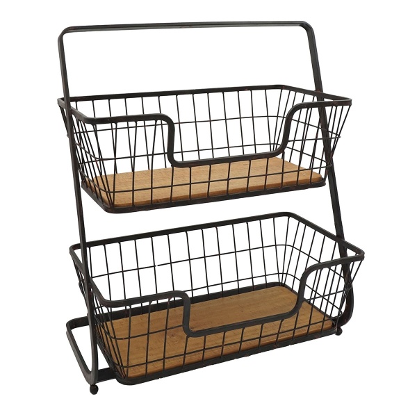 PODWÓJNY KOSZ METALOWO DREWNIANY Factory Loft Antic Line